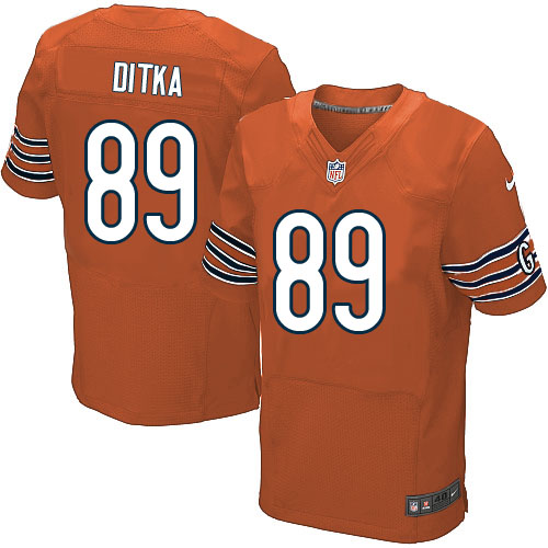 Men's Elite Mike Ditka Nike Jersey Orange Alternate - #89 NFL Chicago Bears